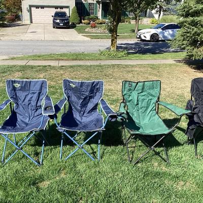 Lot of 4 Folding Camp Chairs with Carrying Bags