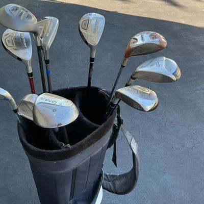 Mixed Golf Club Set with Black and Gray Carry Bag