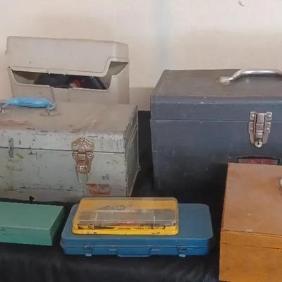 Lot of Vintage Toolboxes with Assorted Hand Tools & Craftsman Scroller Saw