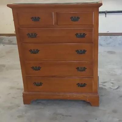 6-Drawer Wood Dresser with Glass Top Cover – 45"H x 36"W x 19"D”