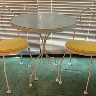 Breakfast Bistro Set – Glass-Top Table with 2 Metal Chairs