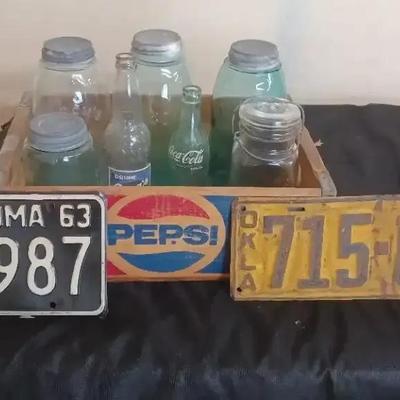 Vintage & Antique Collectibles – License Plates, Bottles & Pepsi Crate