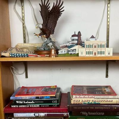 Patriotic Americana Shelf Collection with Eagle Figurine and Books