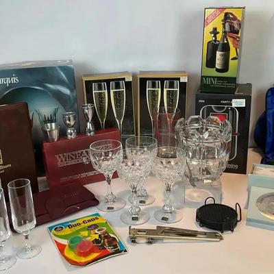Barware and Crystal Glassware Collection with Wine Accessories