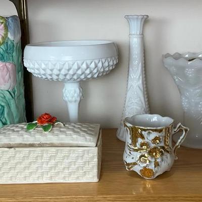 Vintage Glass, Milk Glass and Ceramic Décor Lot