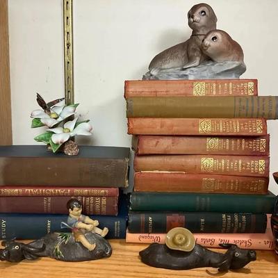 Vintage Literature Collection with Decorative Figurines