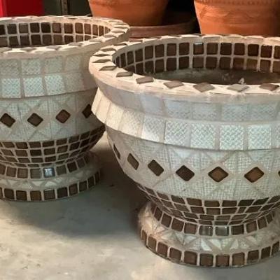 Pair of Large Mosaic Outdoor Planters