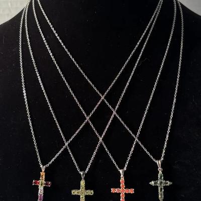 Multi Stone STS Cross Pendants (4)