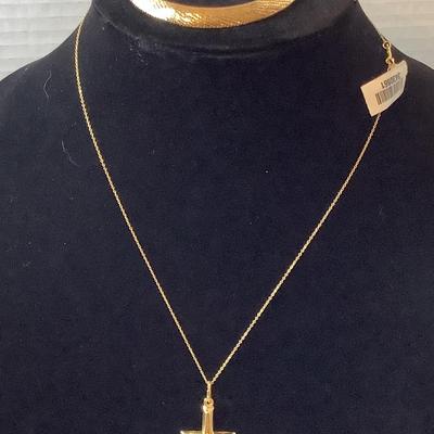 Goldtone Sterling Cross, Bracelet & Ring (3)