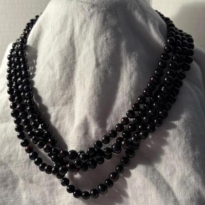 Freshwater Black Endless Pearl Necklace 48”