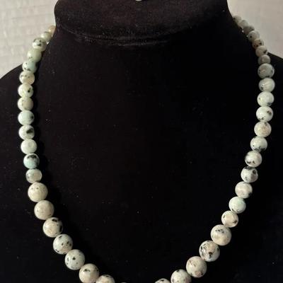 Kiwi Jasper Necklace & Mermaid Ring (2 Pcs)