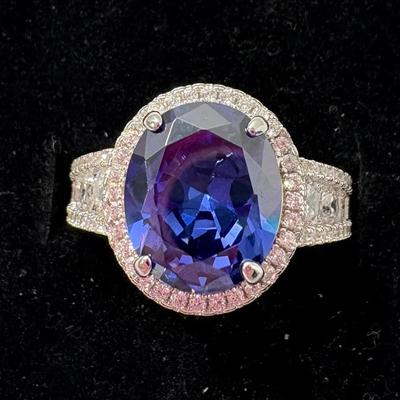 Blue & White CZ Ring Size 9