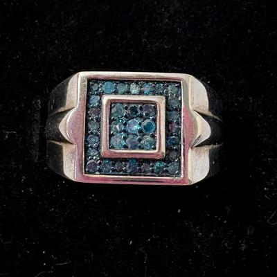 DK Ring W/Blue Diamonds, Size 10
