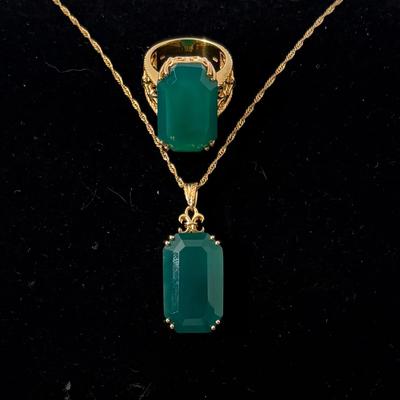 Green Onyx Pendant & Ring (2)