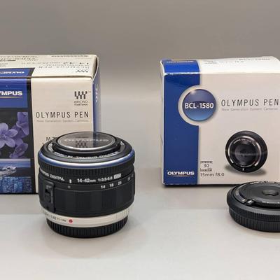 Olympus Pen 14-42mm and 15mm Lenses 