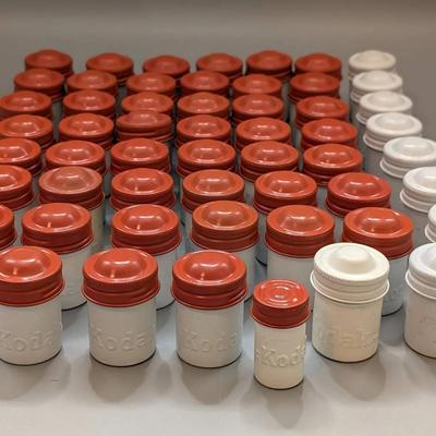 Kodak Red and White Metal Film Canisters