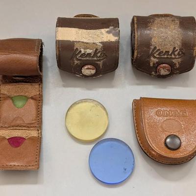 Small Colored Lens Filters in Leather Cases