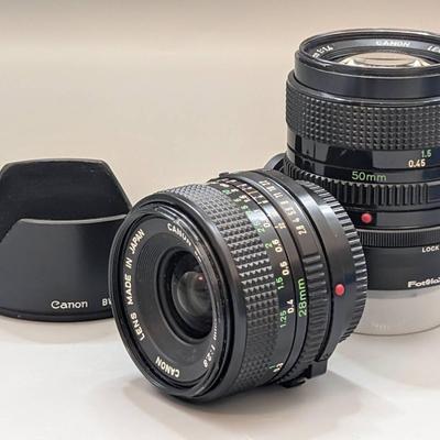 Canon FD 28mm and 50mm Lenses