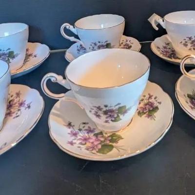 Vintage Regency England Bone China Floral Porcelain Teacup and Saucer Set