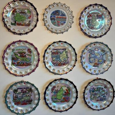 Set of 9 Vintage Souvenir Collector Plates – Caribbean Islands