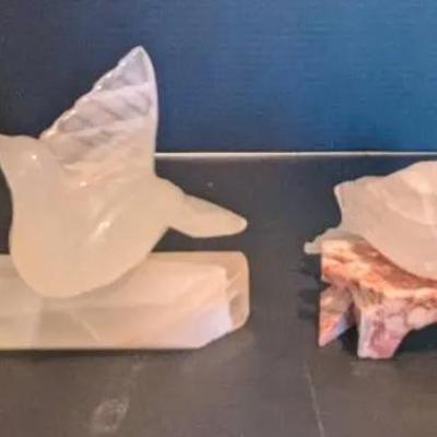 Lot of 2 Carved Stone Dove Figurine Sets 