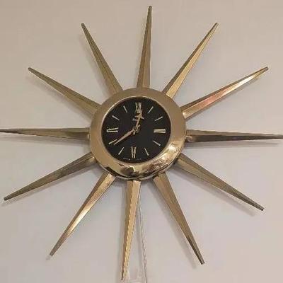 Vintage Mid-Century Modern Starburst Wall Clock