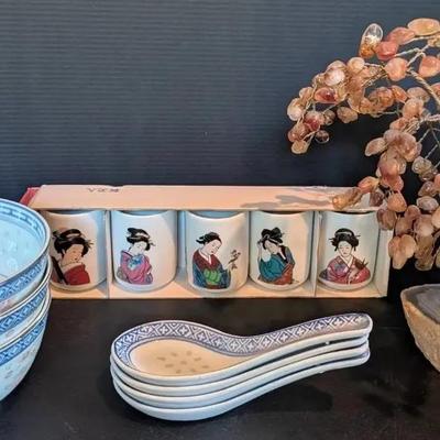 Lot of Asian-Inspired Decorative & Tableware Pieces