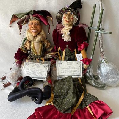 Kathrines Collection, Wayne Kleski Jester Marionette And Stilted Santa 