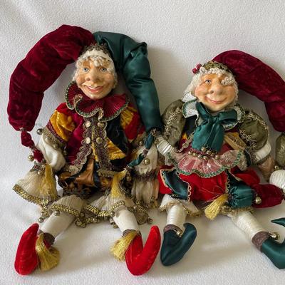 Kathrine Collection Wayne Kleski Holiday Jester Dolls 2pc