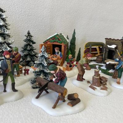 Department 56 Woodshed, Wood Workers And Village Trees 