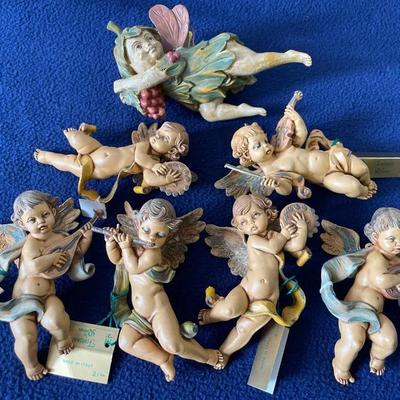 Fontanini By Roman Italy Resin Cherub Ornaments 7pcs