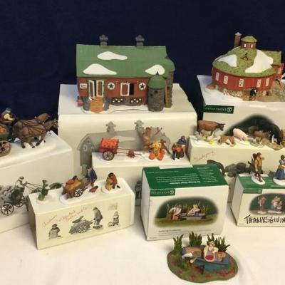Department 56- Whitehill Round Barn, Pennsylvania Dutch Barn & Misc. 9 Pc.