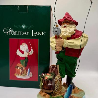 Fishing Sports Santa Holiday Lane With Box