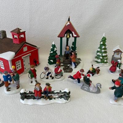 Department 56 Red Schoolhouse, Christmas Bells And Children Playing 