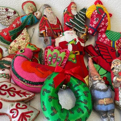 Vintage Embroidered Pillow Christmas Ornaments 