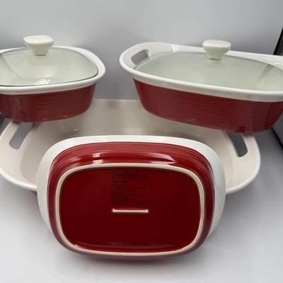 Corningware Etch Red & White Holiday Cookware 6 Pc Set