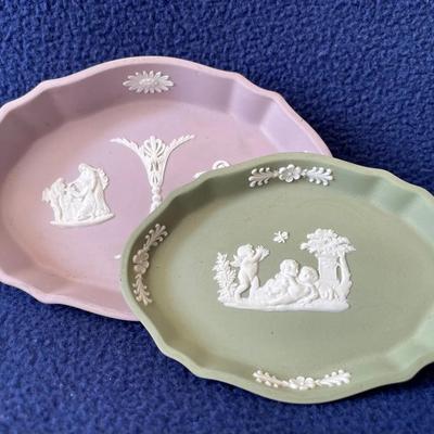 Wedgwood Jasperware Trinket Dishes, Lilac And Green 