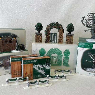 Department 56 Trees, Fences, Gates & Archway, 7 Pcs 