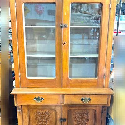 Antique Oak China Display Cabinet