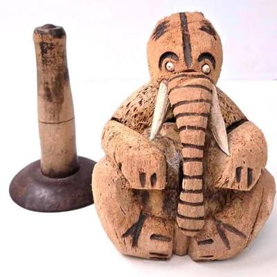 Carved Coconut Husk & Hog Scraper 
