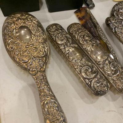 Antique Silverplated Vanity Set