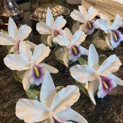 Bone China Napkin Rings Iris Flowers