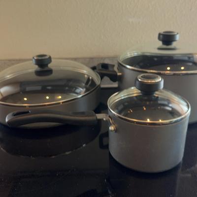 Set Of Three Anna Lawn Pots And Pans With Lids