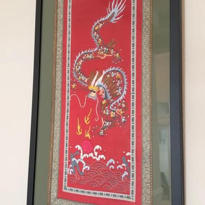 Framed Japanese Tapestry 29 1/2 X 16 1/2