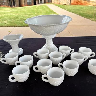 Milk Glass Punch Bowl