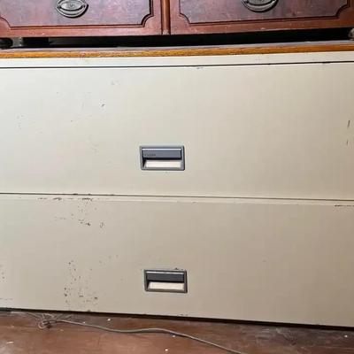 Wood Framed Metal File Cabinet