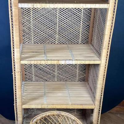 Vintage Wicker Etagere Book Case 