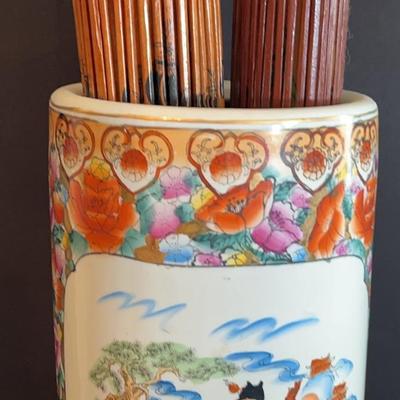 Asian Inspired Ceramic Umbrella Stand
