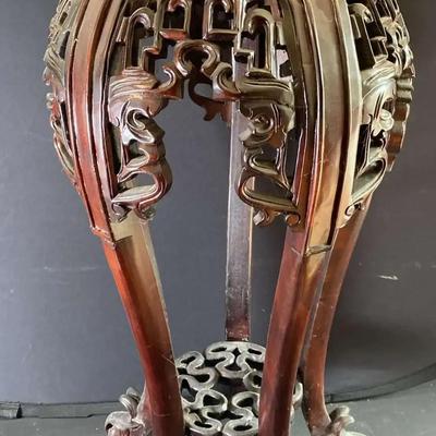 Carved Wood Plant Stand 