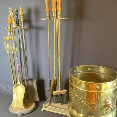 Brass Fireplace Tool Set 3